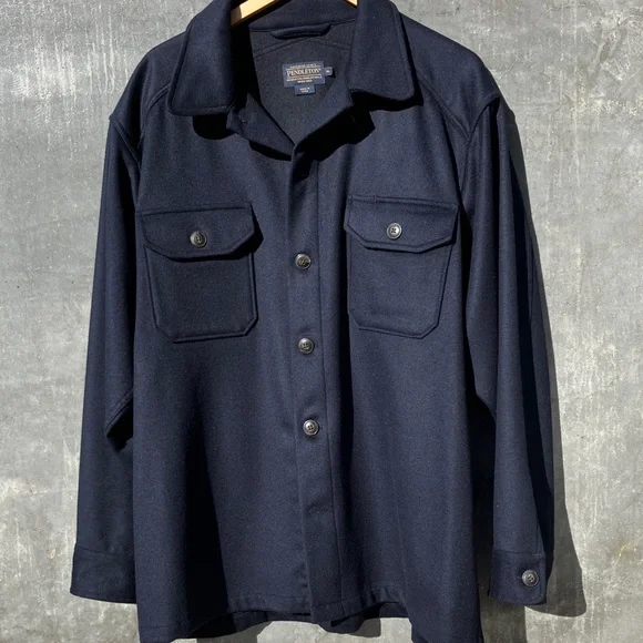 Rare! Pendleton Navy Wool/Cashmere Blend Shirt Jacket - Picture 1 of 10